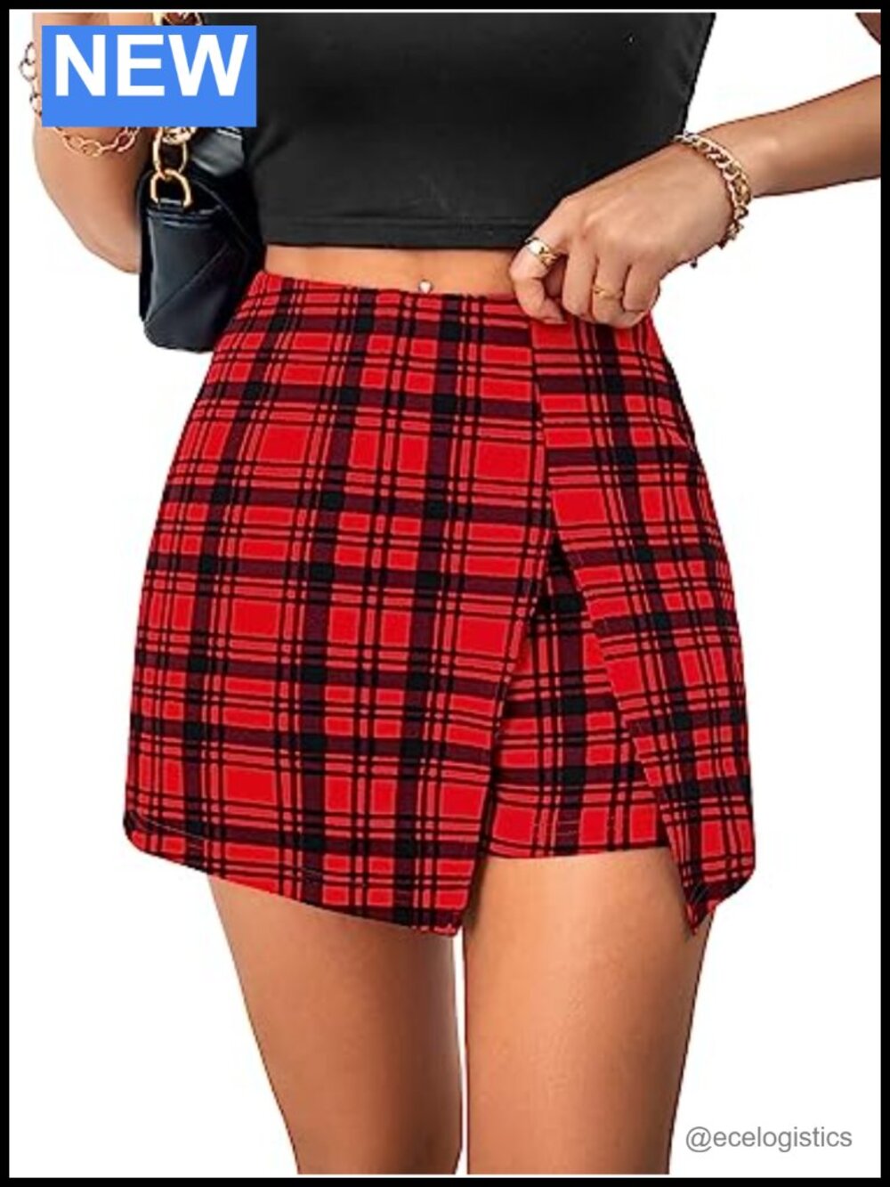 Floerns Women's Plaid High Waisted Mini Skort with Pockets
